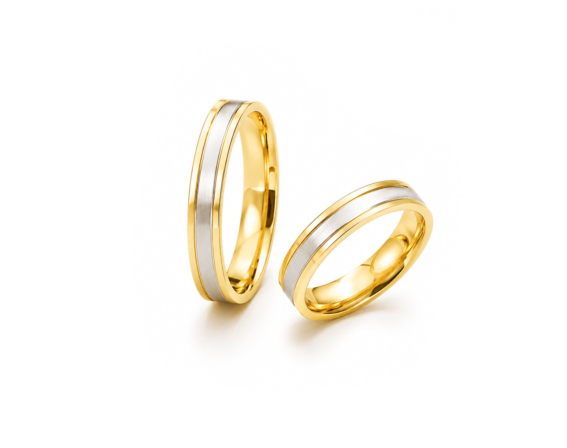 Alianças em Ouro 18k Ouro Amarelo e Ouro Branco