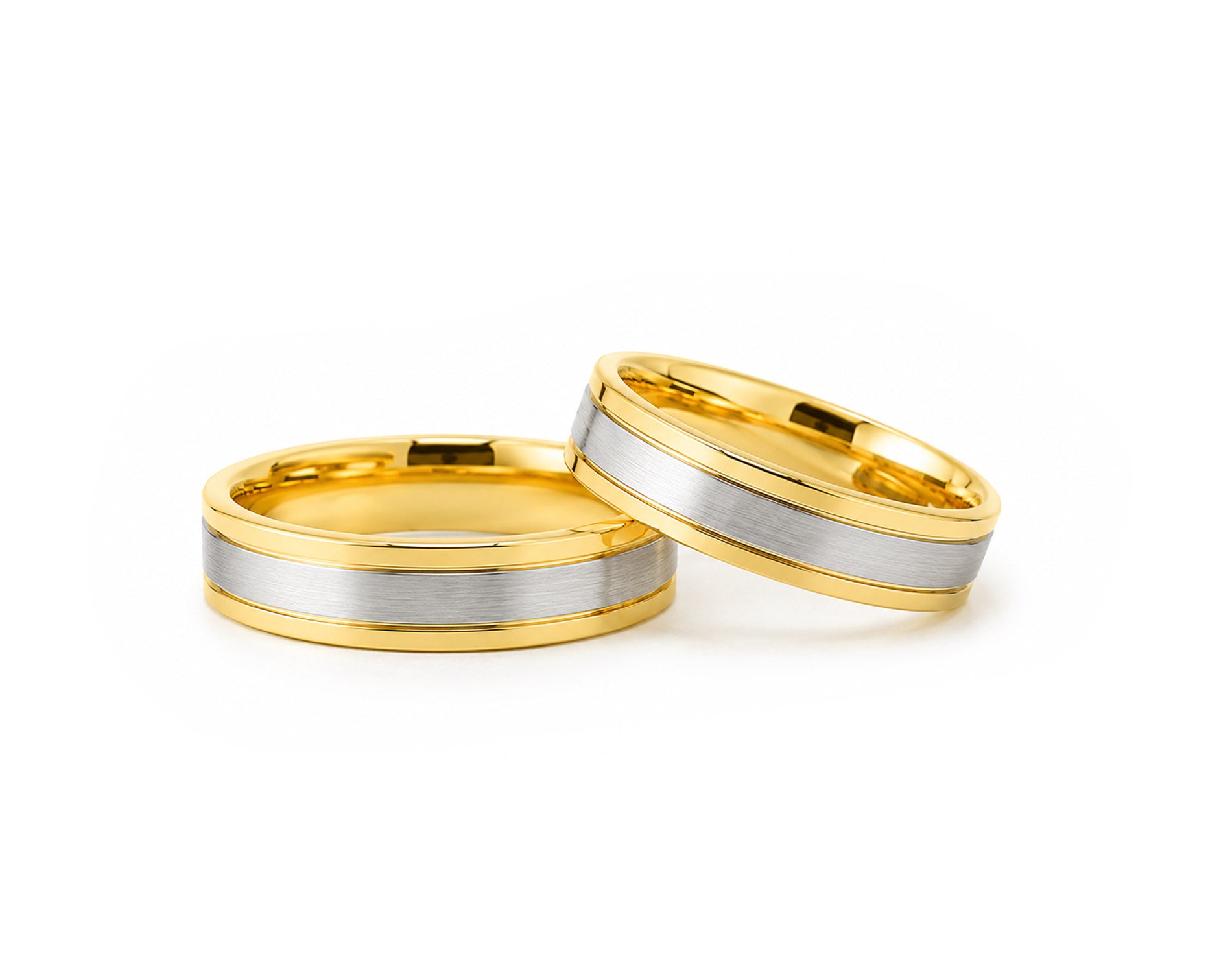 Alianças em Ouro 18k Ouro Amarelo e Ouro Branco