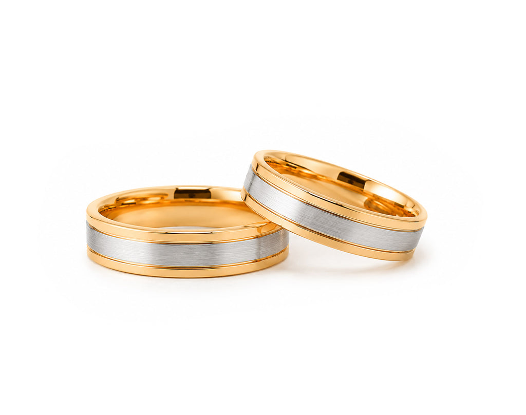 Alianças em Ouro 18k Ouro Amarelo e Ouro Branco