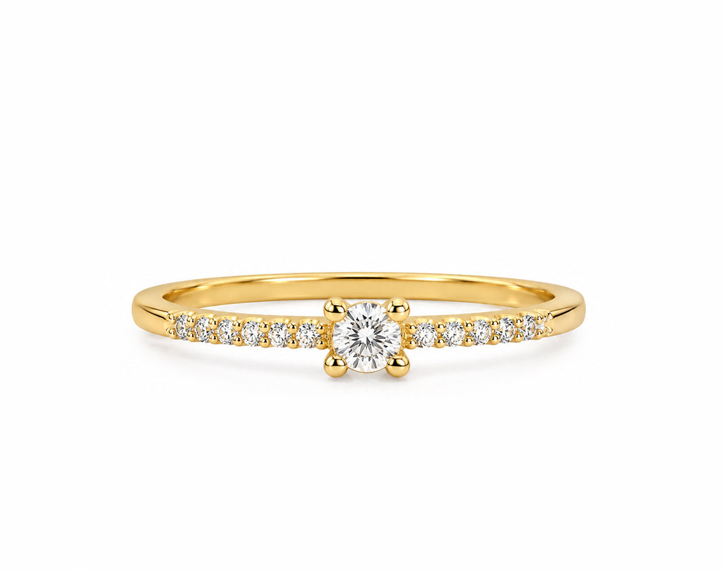 Anel de Noivado Imperial em Ouro 18K com Moissanite