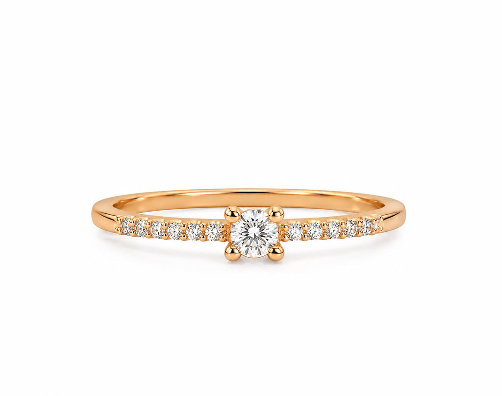 Anel de Noivado Imperial em Ouro 18K com Moissanite