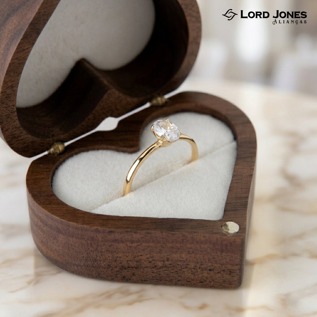 Anel de Noivado Honor em Ouro 18K com Moissanite Oval
