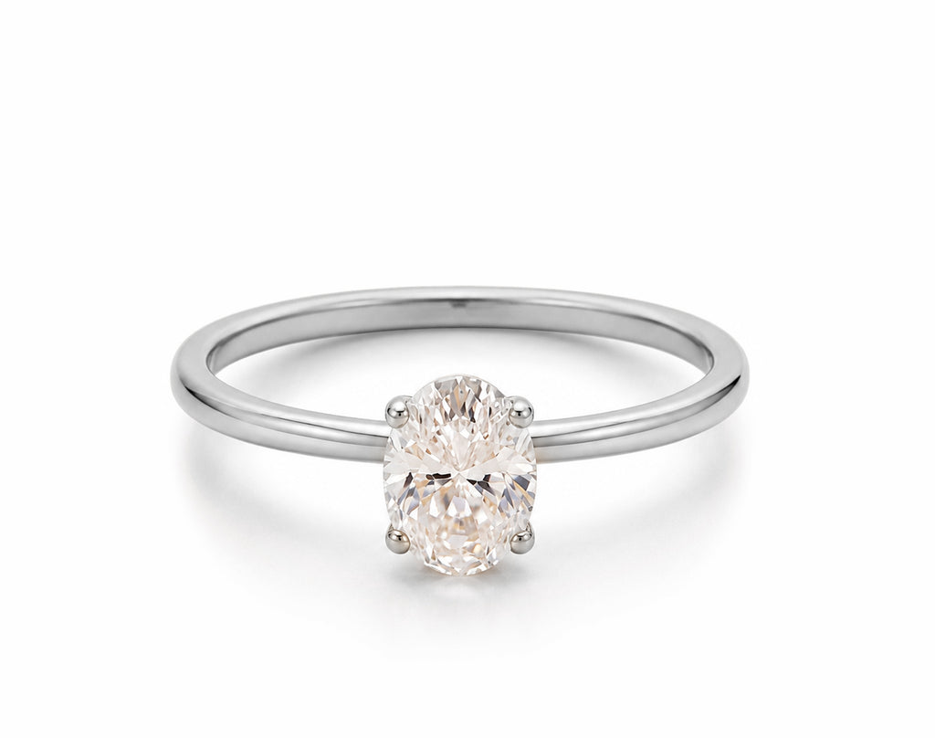 Anel de Noivado Honor em Ouro 18K com Moissanite Oval