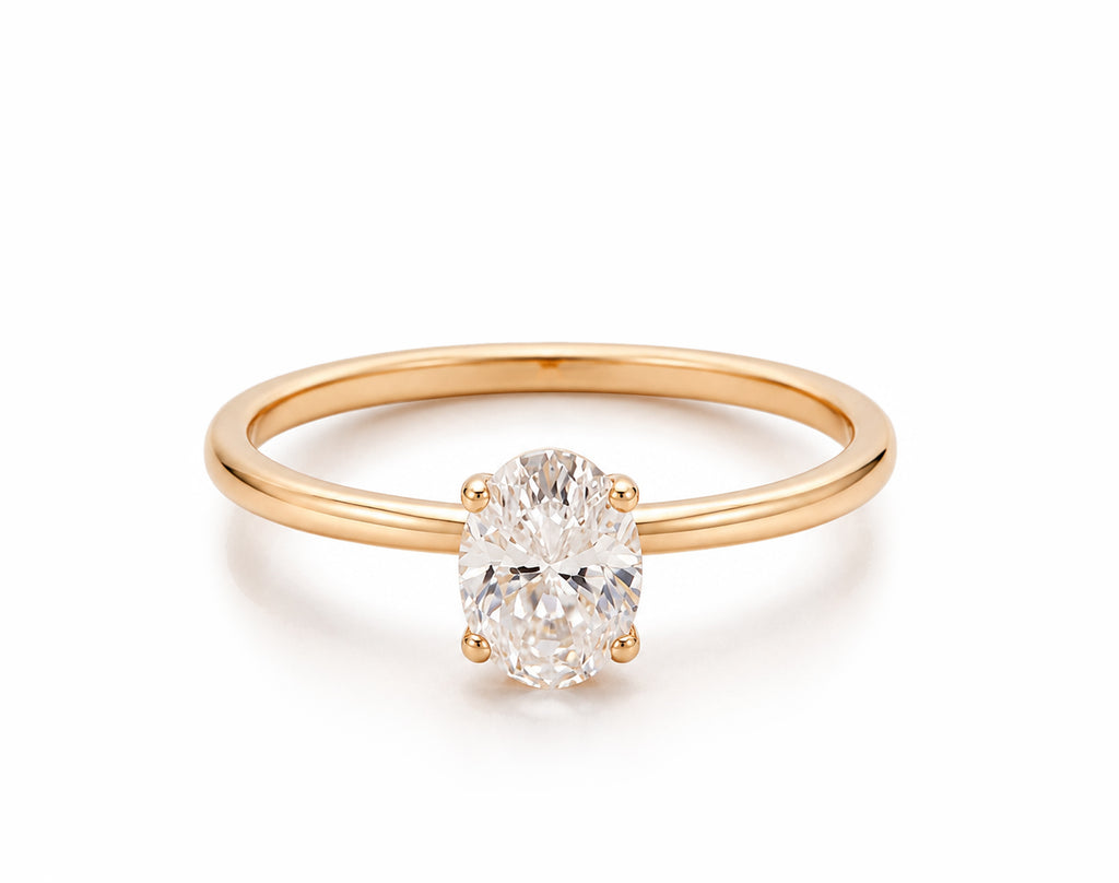 Anel de Noivado Honor em Ouro 18K com Moissanite Oval