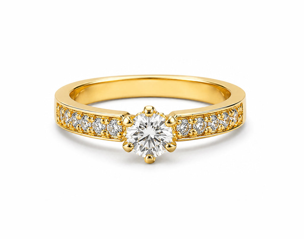 Anel de Noivado Firenze em Ouro 18K com Moissanite