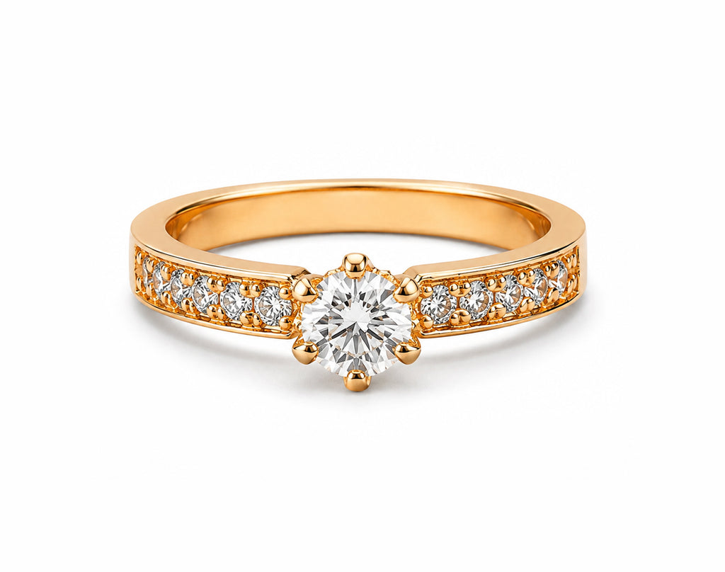 Anel de Noivado Firenze em Ouro 18K com Moissanite