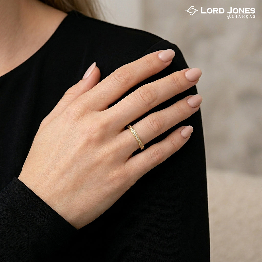Anel Aparador Verona em Ouro 18K com Moissanite