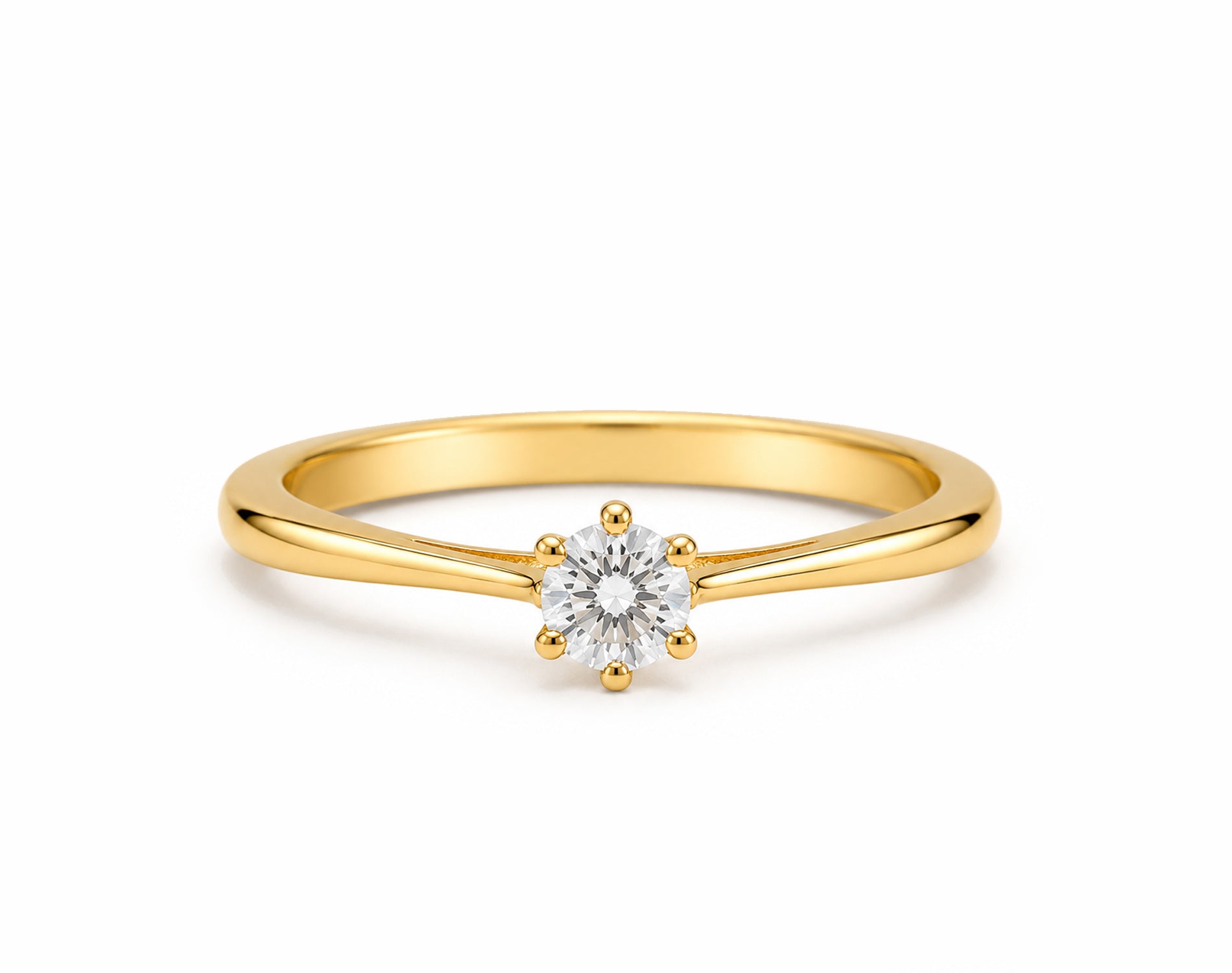 Anel de Noivado em Ouro 18K com Moissanite