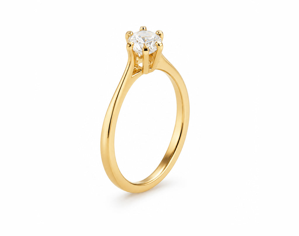 Anel de Noivado em Ouro 18K com Moissanite