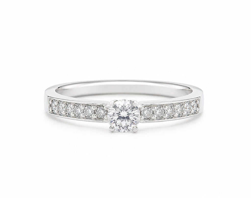 Anel de Noivado Solitário Évora com Moissanite Prata 925