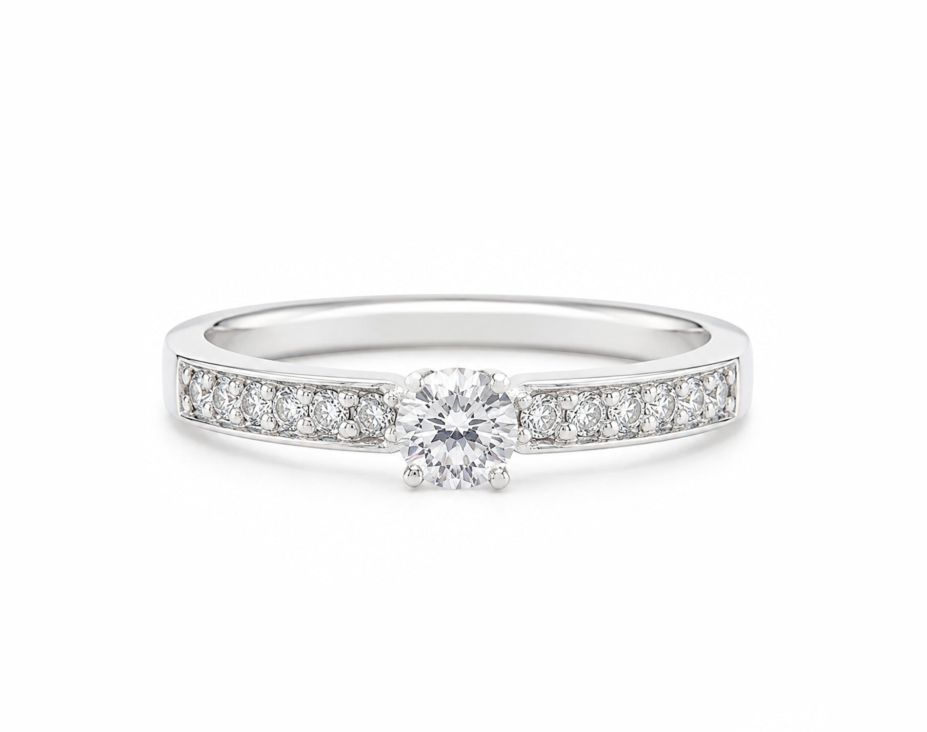 Anel de Noivado Solitário Évora com Moissanite Prata 925
